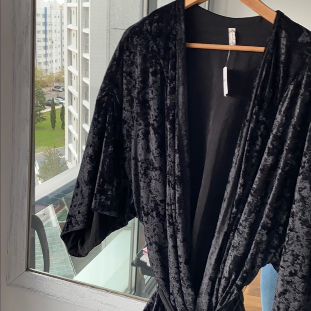 Black velvet robe